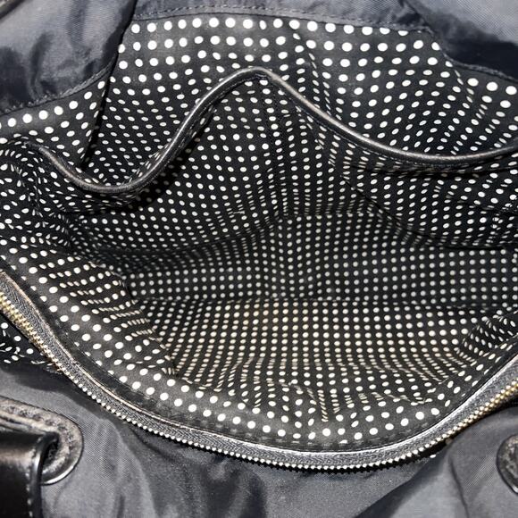 Kate Spade New York Nylon Tote Bag Black /Black Leather Trim Polka Dot Lining - Picture 6 of 9